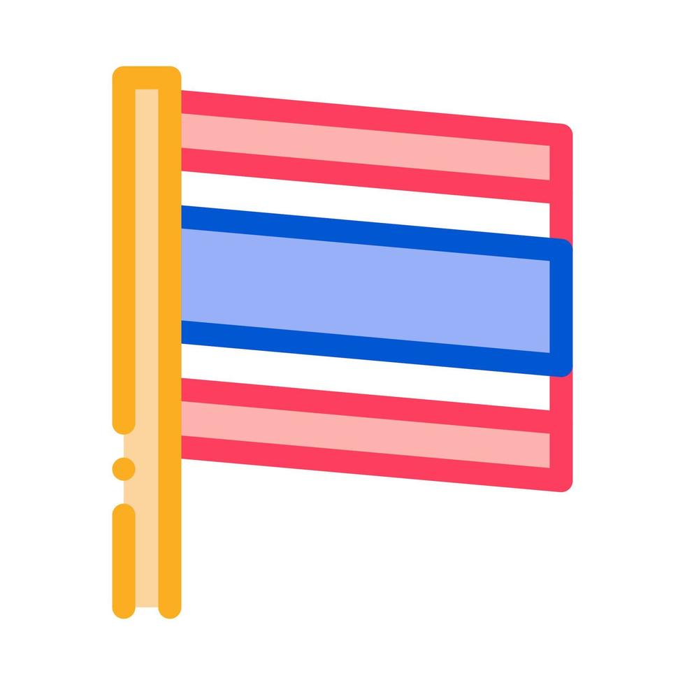 Thailand Flag On Flagstaff Icon Thin Line Vector