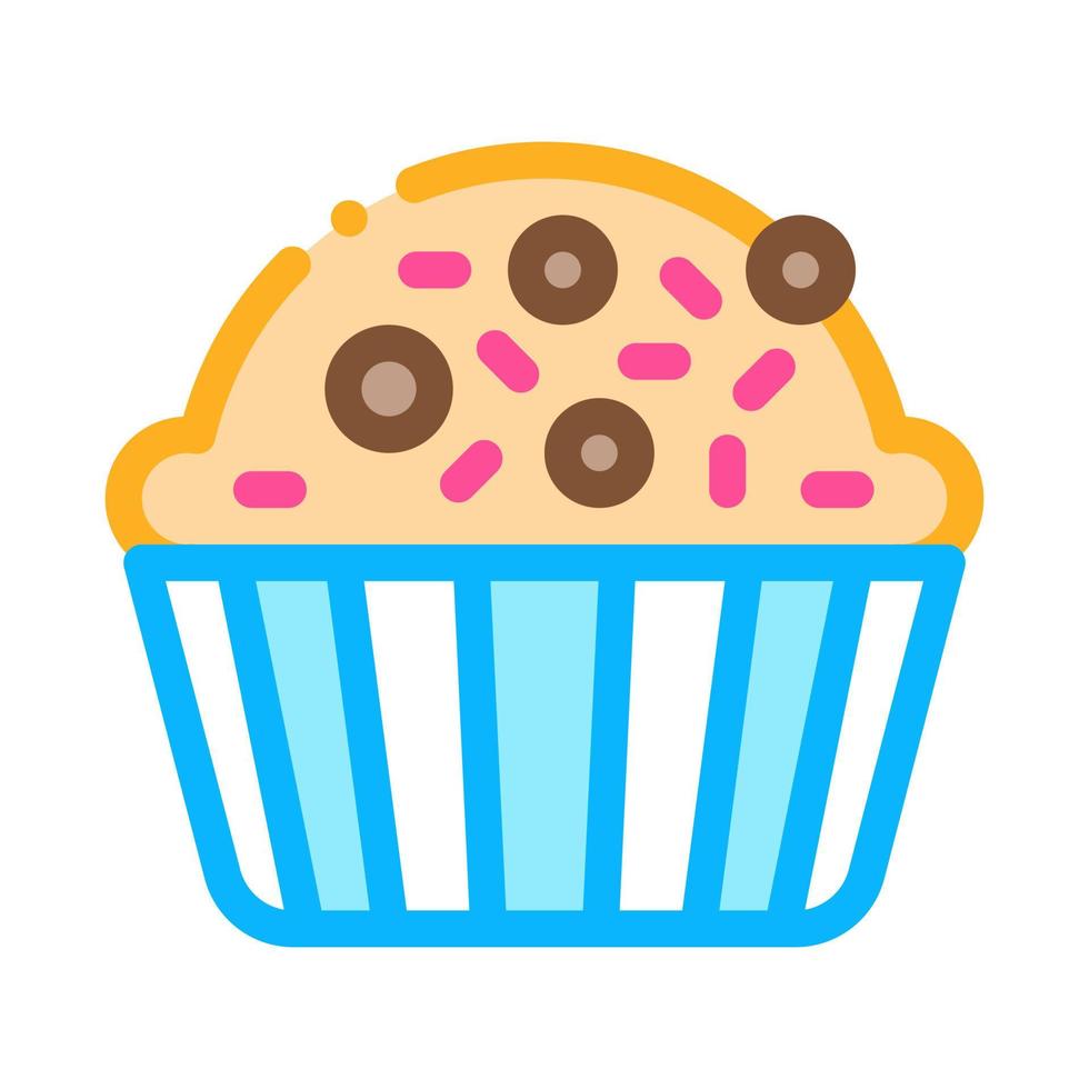 muffin deliciosa comida horneada icono línea delgada vector