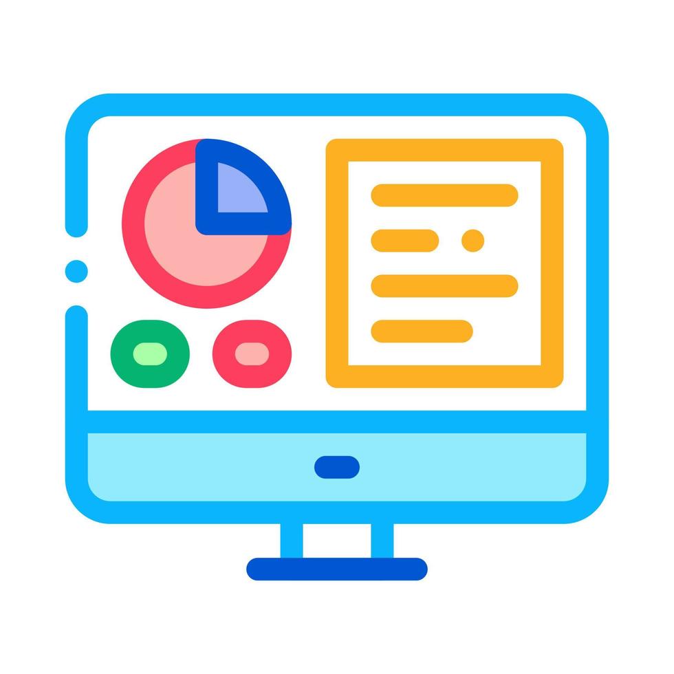 Analytics On Computer Screen Icon Thin Line Vector