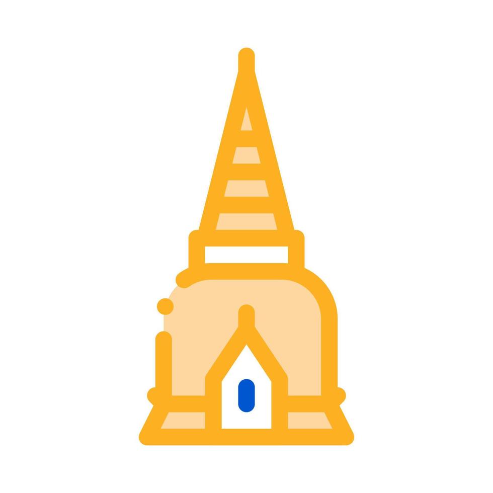 vector de línea delgada de icono de torre de religión de tailandia