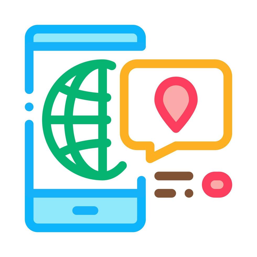 Smartphone World Gps Map Icon Thin Line Vector