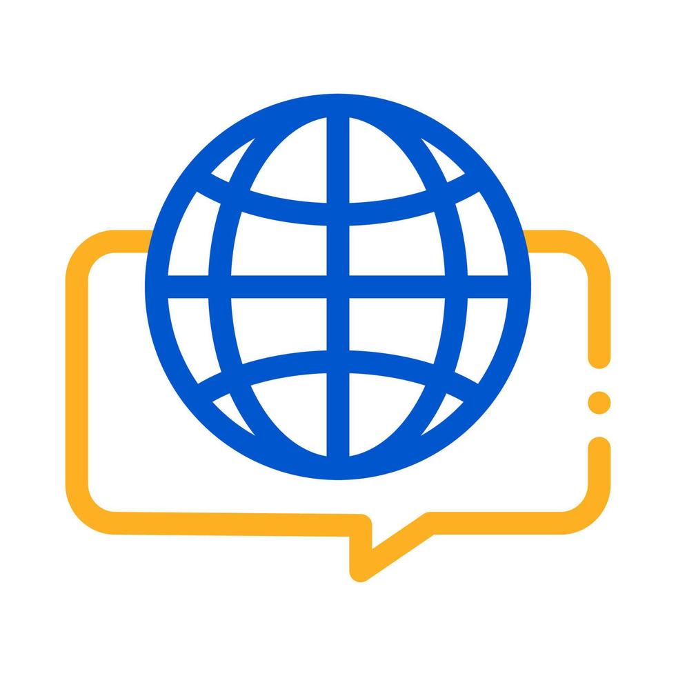 Earth Globe In Quote Frame Icon Thin Line Vector