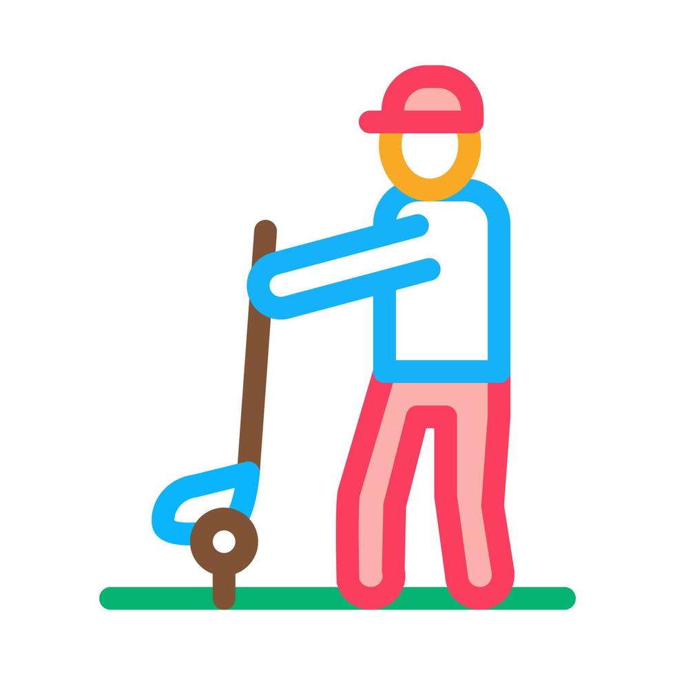 Man Playing Golf Icon Vector Outline Illustration