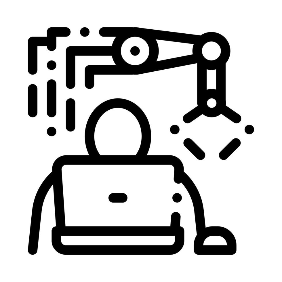 Programming Robot Icon Vector Outline Illustration