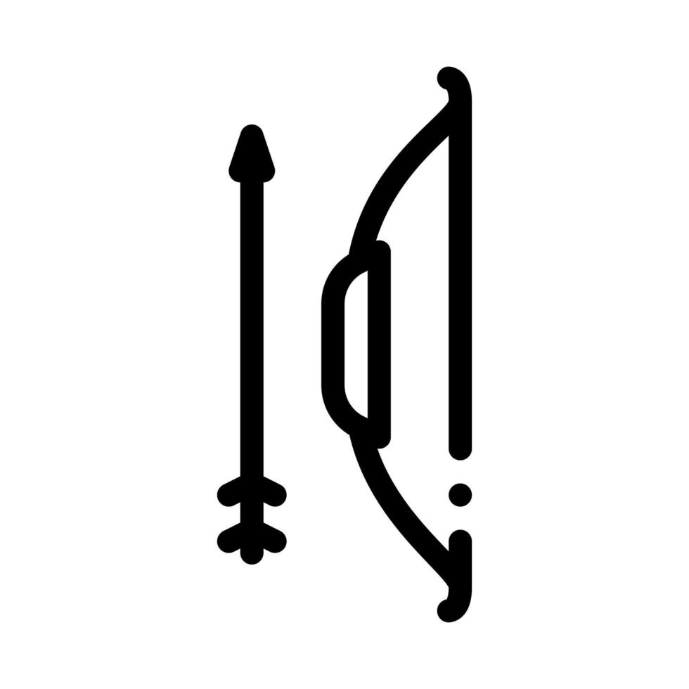 icono de herramienta de arco y flecha antiguo vector de línea delgada