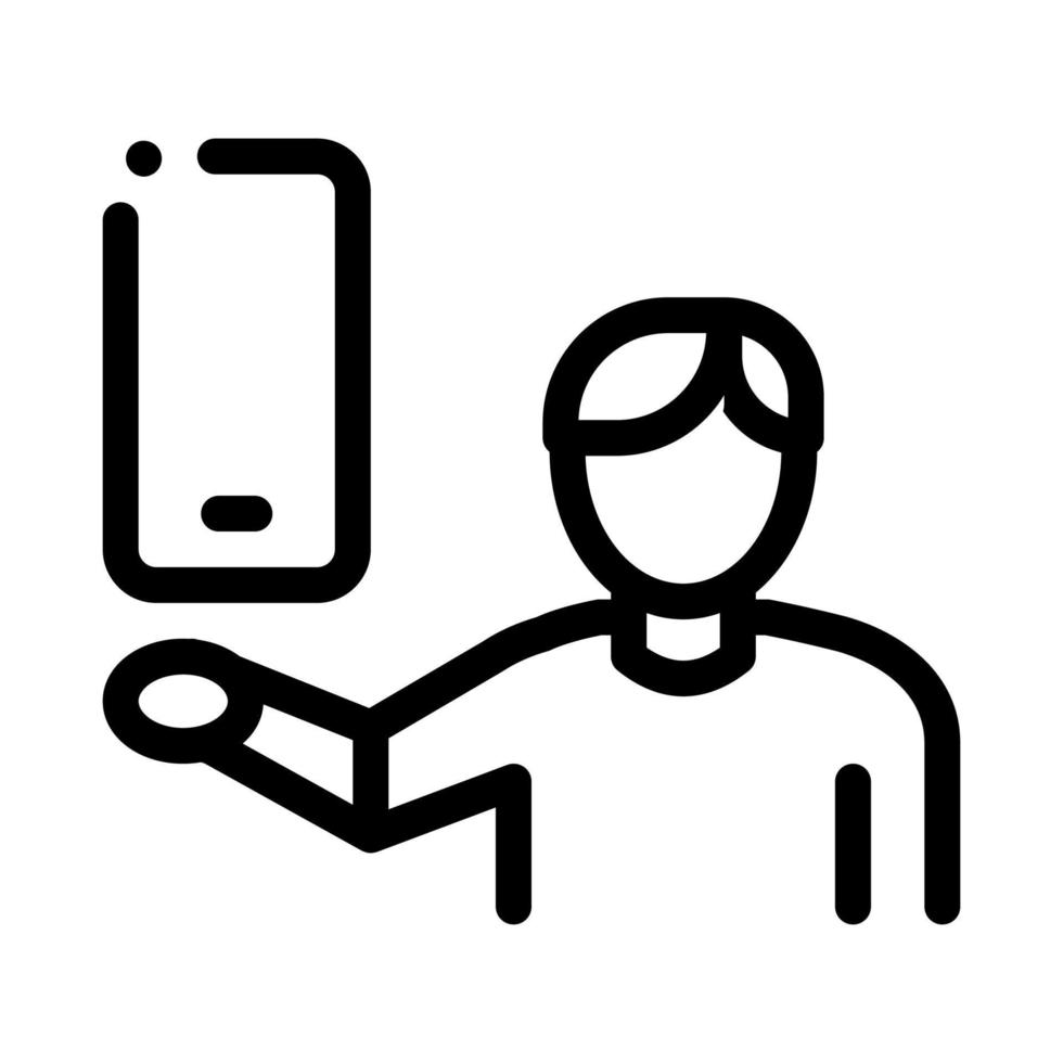 Man Hold Phone Icon Vector Outline Illustration