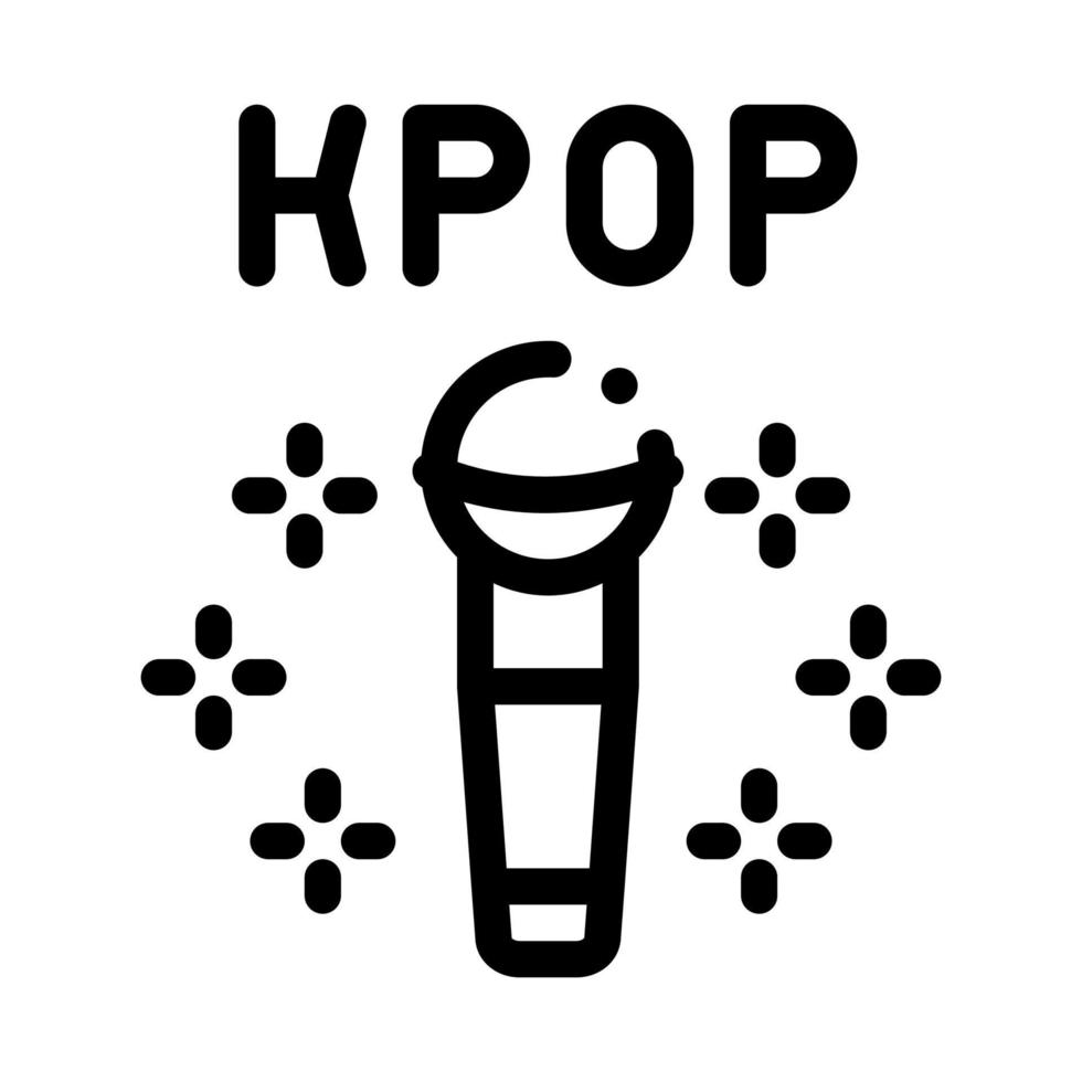 Kpop Microphone Icon Vector Outline Illustration