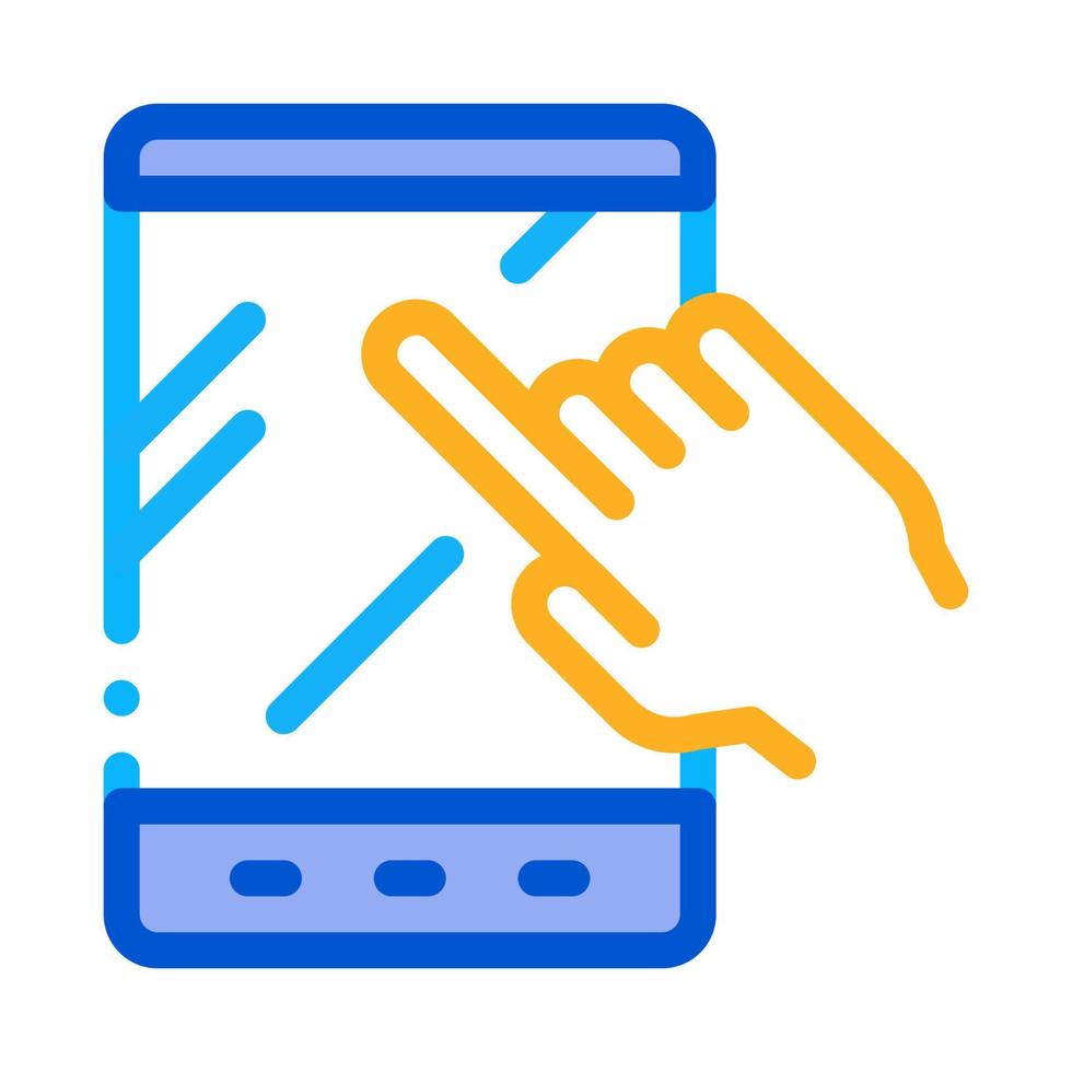 Hand Touch Tablet Icon Vector Outline Illustration