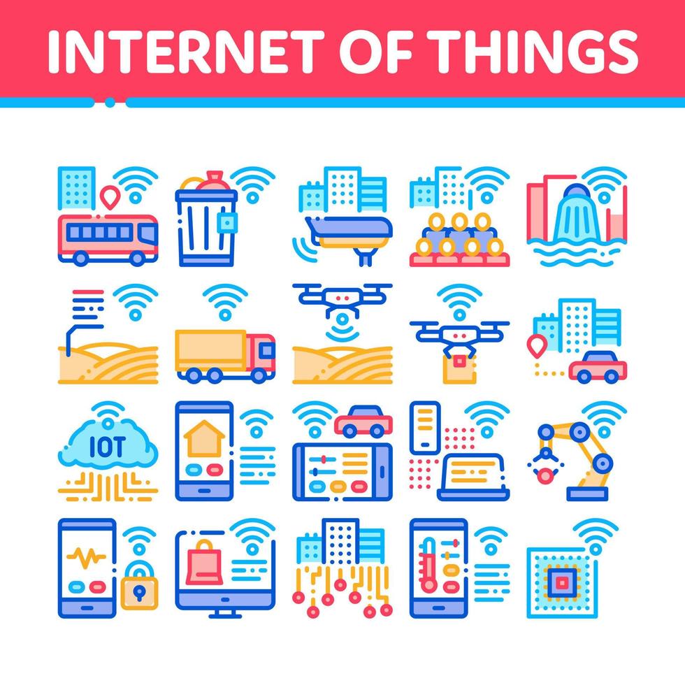 Internet Of Things Collection Icons Set Vector