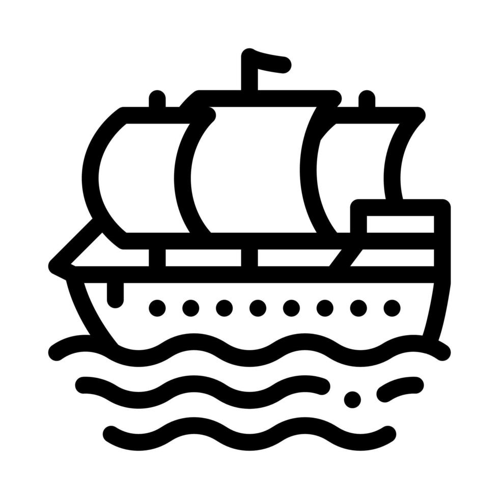 Pirate Sail Boat Icon Vector Outline Illustration