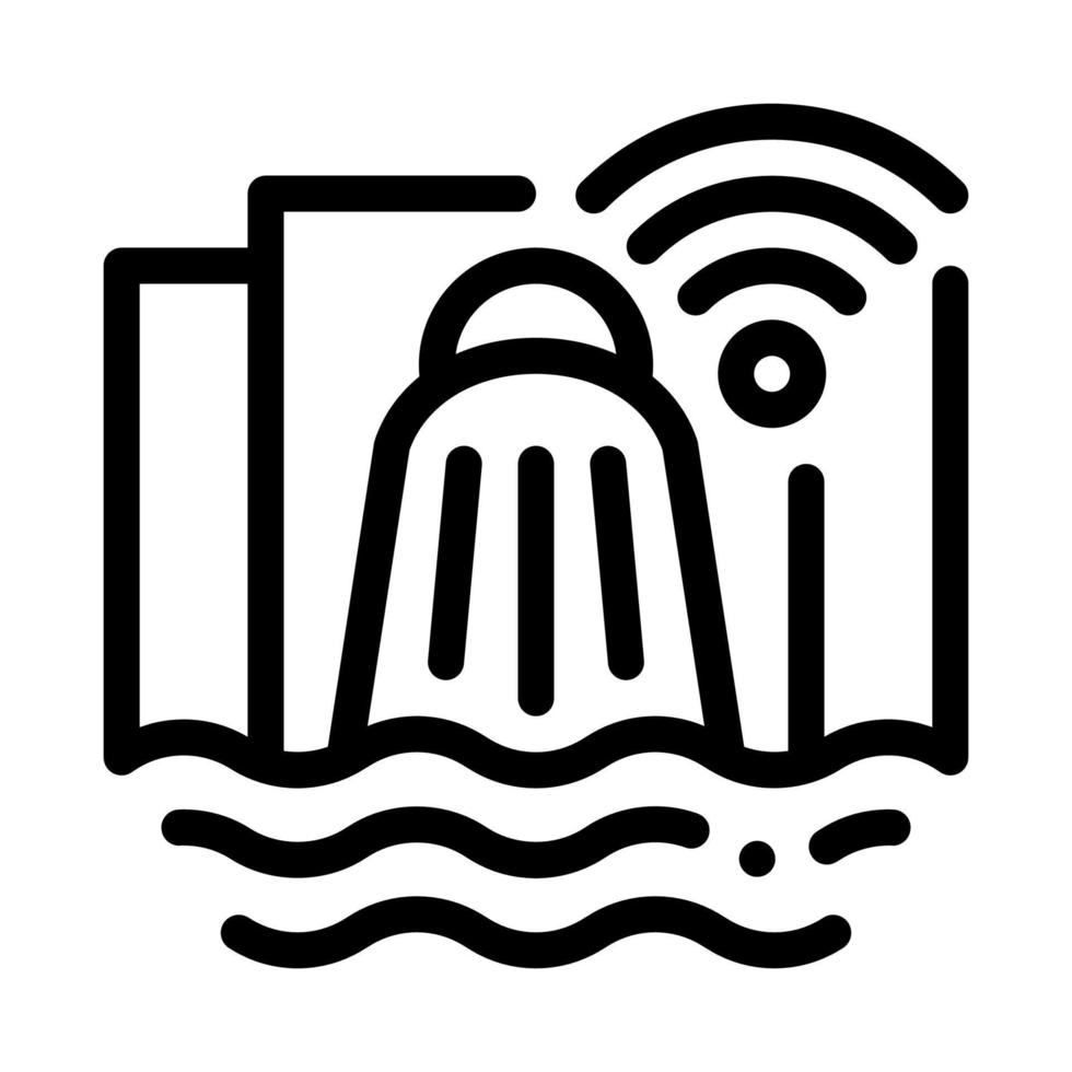 Smart Hydroelectric Power Station Icon Vector Outline Illustration
