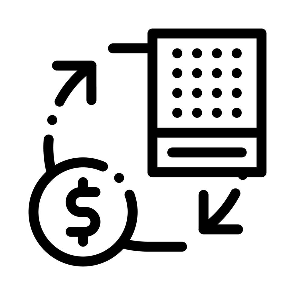 cambiar hoja de lotería por dinero icono vector ilustración de contorno