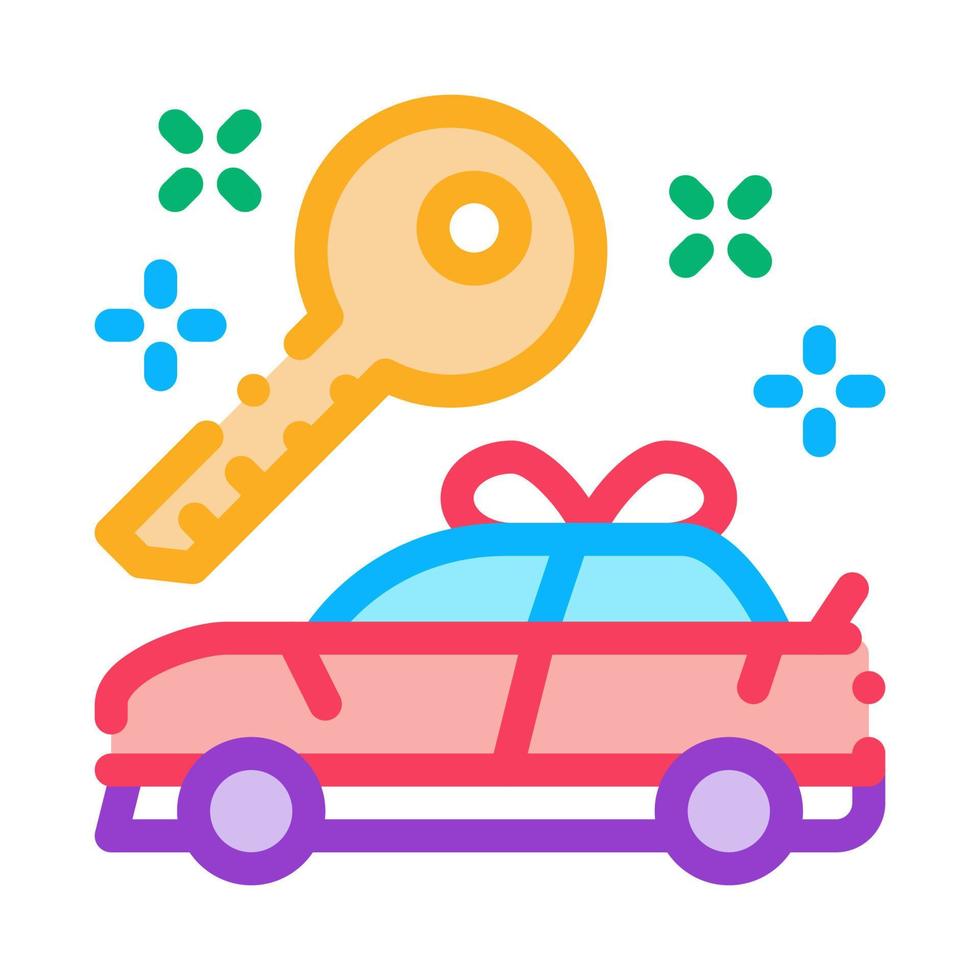 ilustración de contorno de vector de icono de coche de regalo