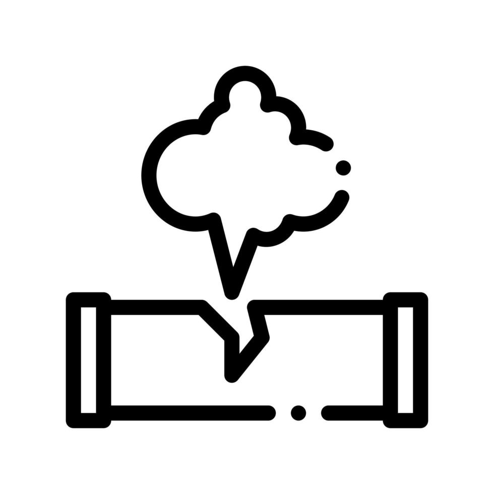 icono de línea delgada de vector de contaminación de rotura de tubería de gaz