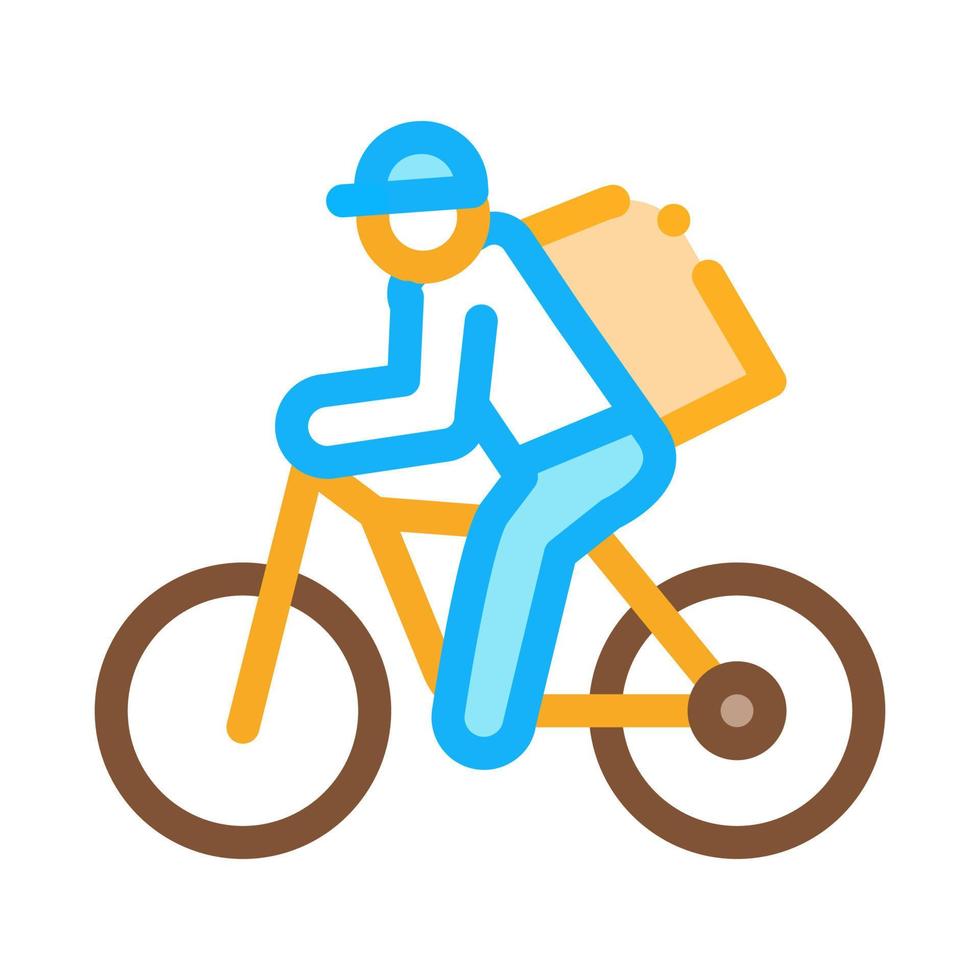 entrega de mensajería en bicicleta icono vector ilustración de contorno