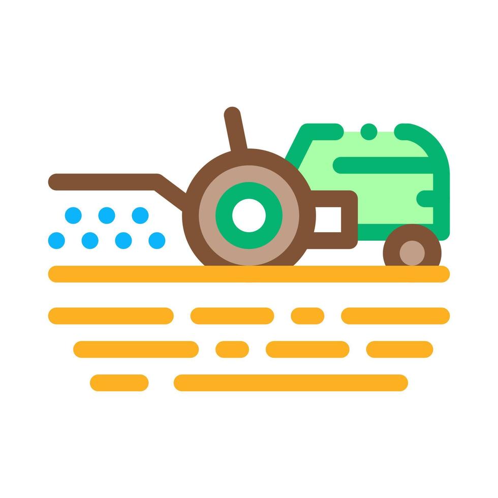 Tractor On Field Icon Vector Outline Illustration