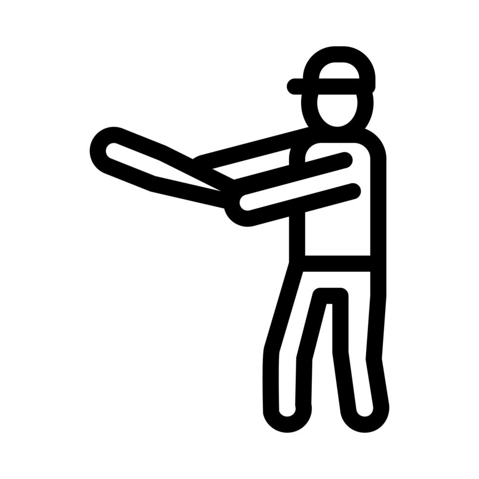 ilustración de contorno de vector de icono de jugador de béisbol