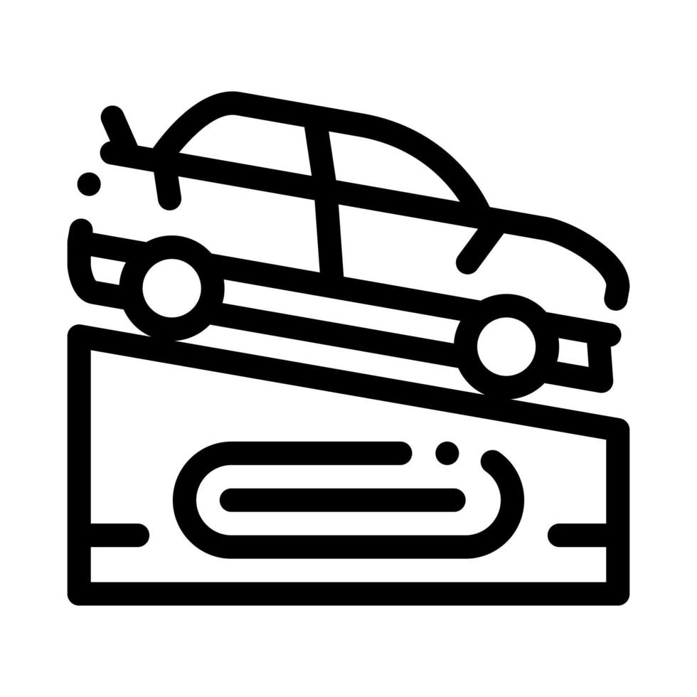 coche en pedestal icono vector contorno ilustración