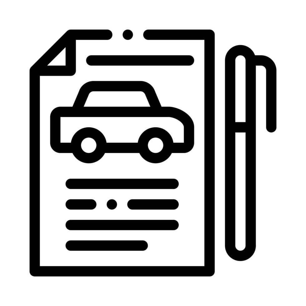 ilustración de contorno de vector de icono de acuerdo de compra de coche