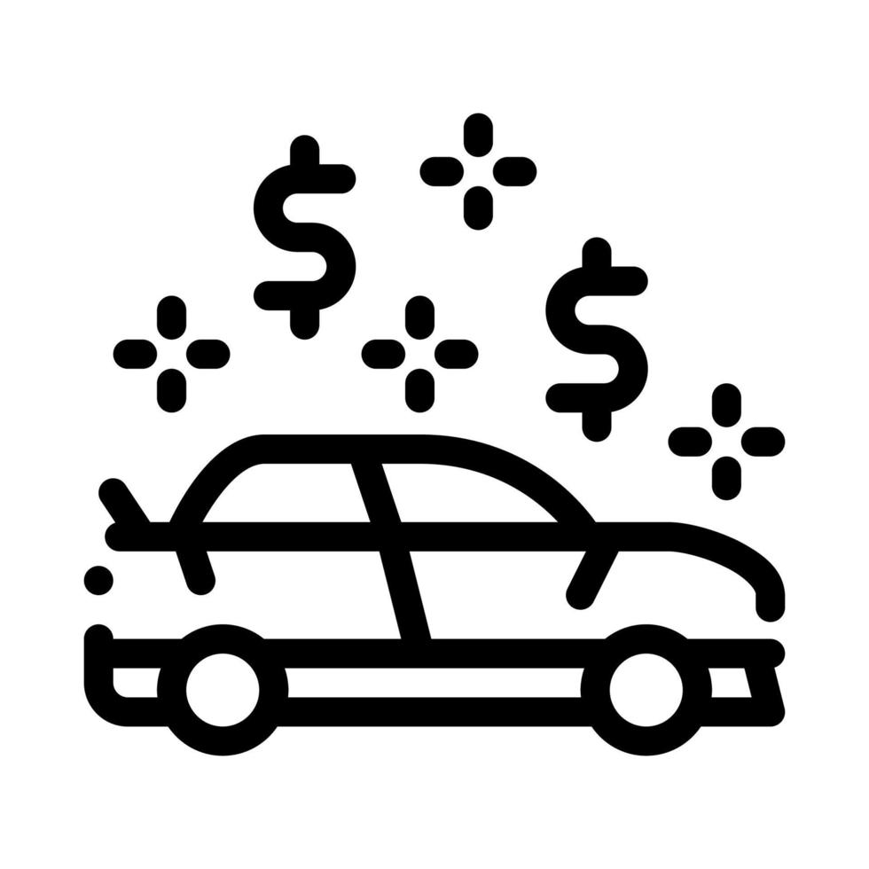 ilustración de contorno de vector de icono de marca de dólar de coche
