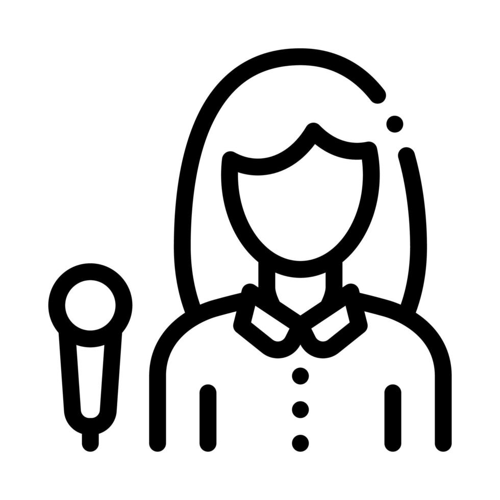 Reporter Woman Icon Vector Outline Illustration