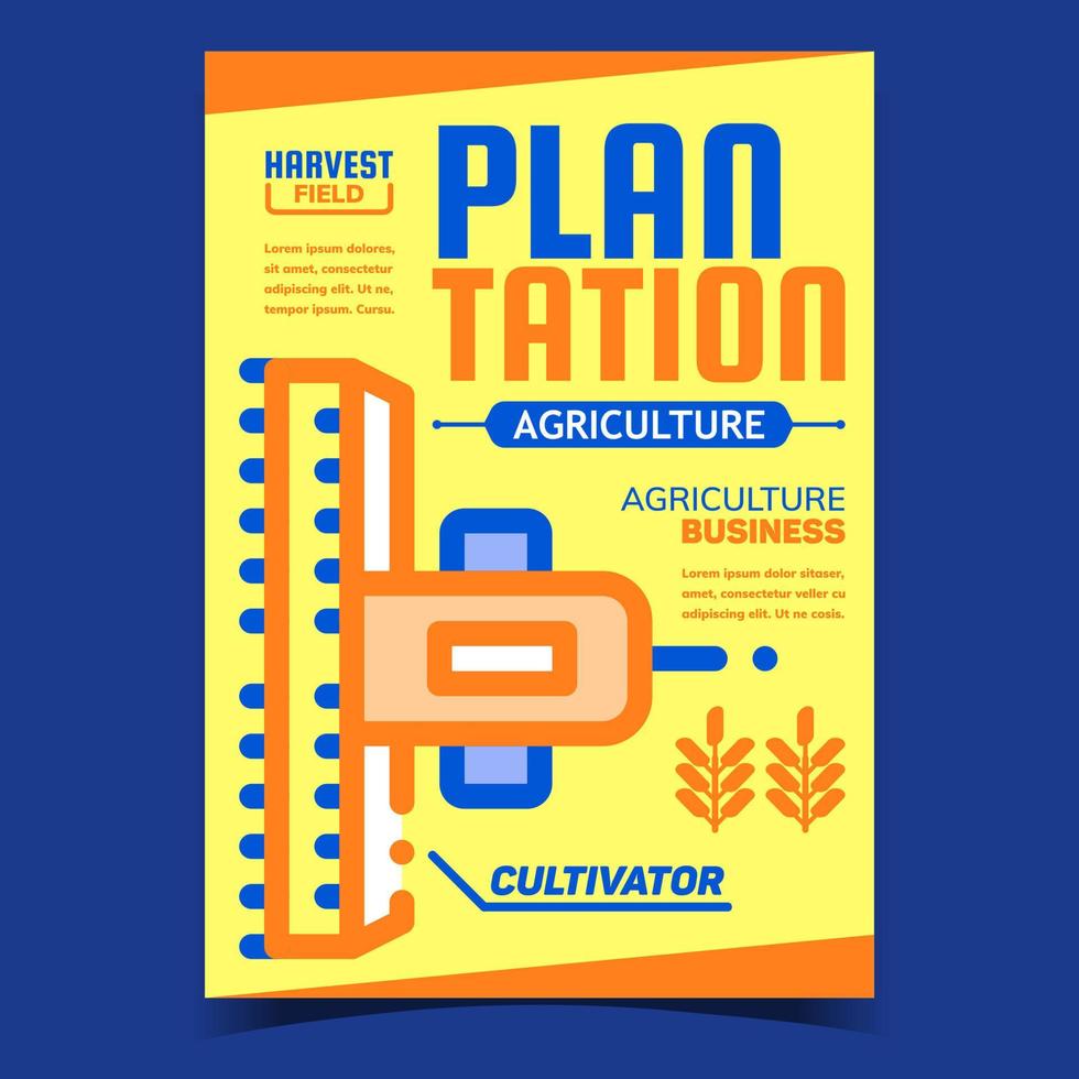 Plantation Agriculture Combine Promo Poster Vector