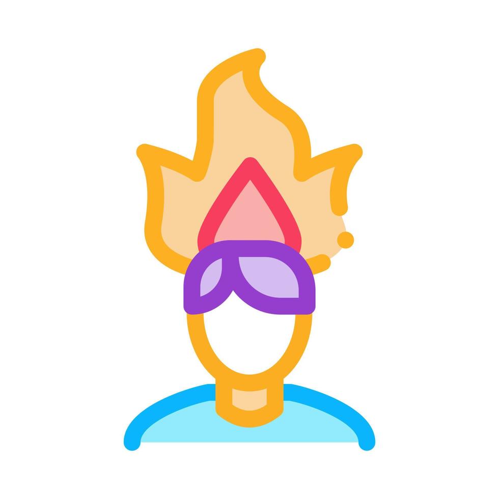 Burning Man Head Icon Vector Outline Illustration