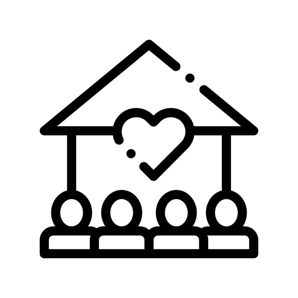 Volunteers Support House Vector Thin Line Icon