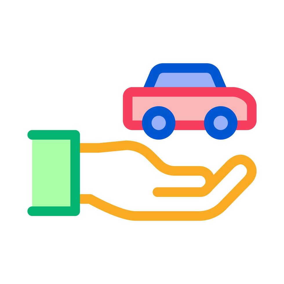 Hand Holding Car Icon Vector Outline Illustration