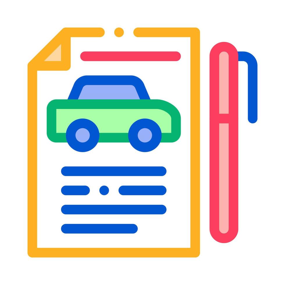 ilustración de contorno de vector de icono de acuerdo de compra de coche