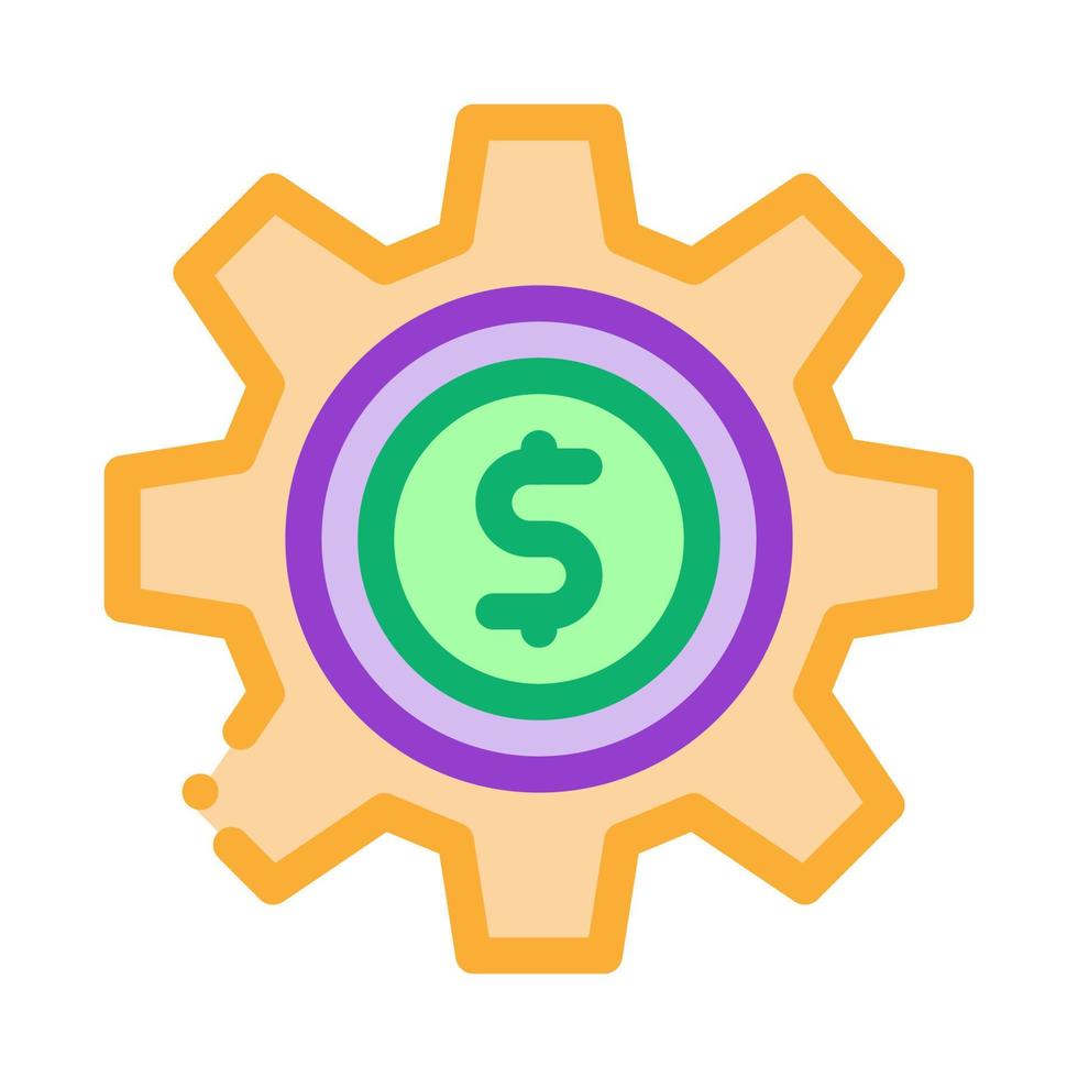 Gear Dollar Coin Icon Vector Outline Illustration