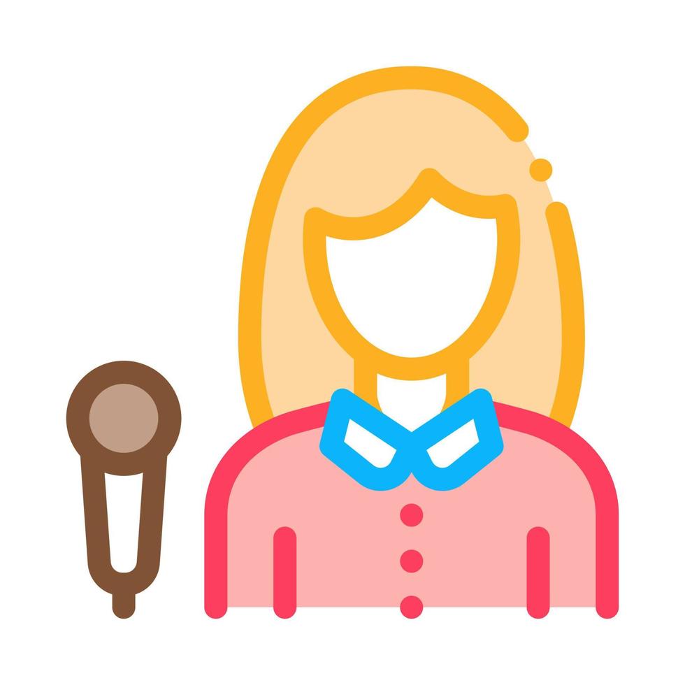 Reporter Woman Icon Vector Outline Illustration