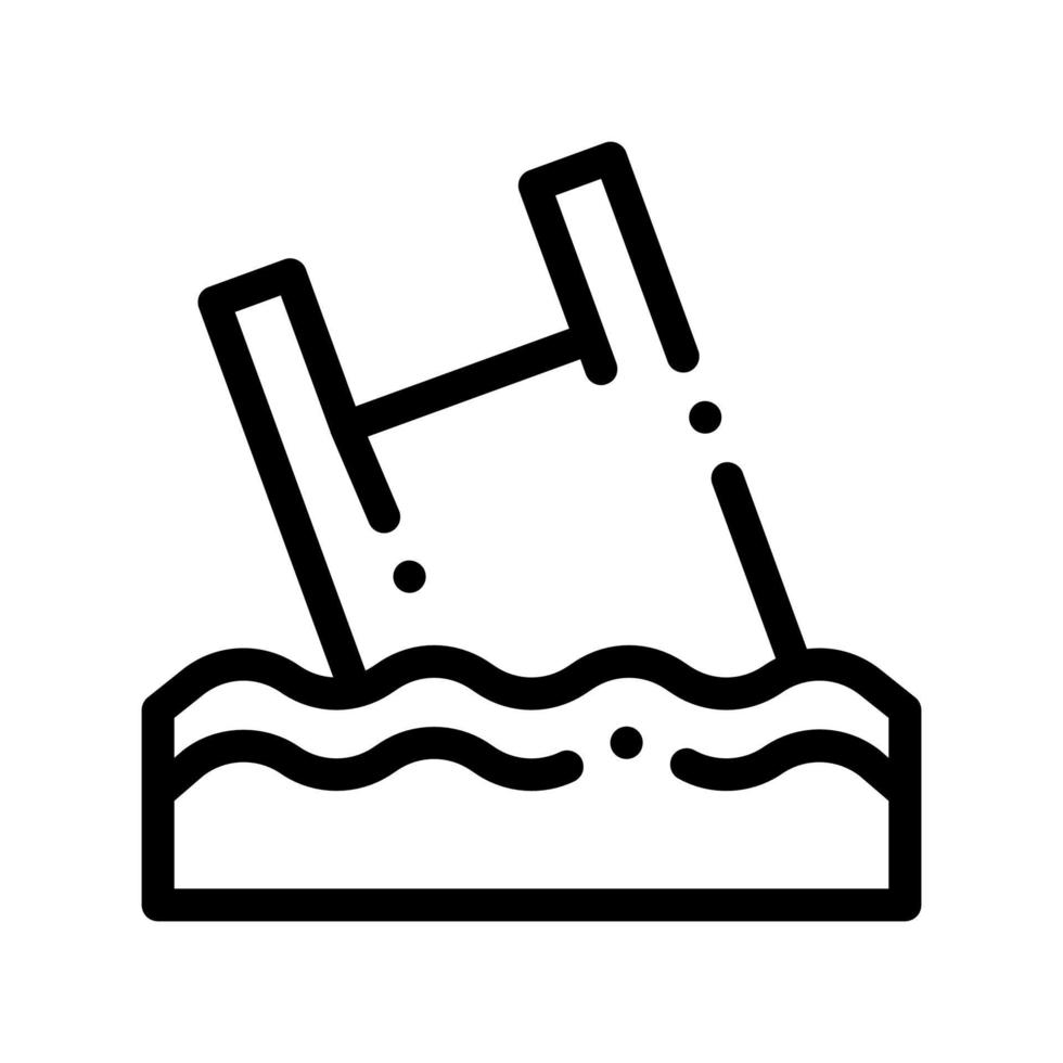 Bag Junk Flotsam In Ocean Vector Thin Line Icon