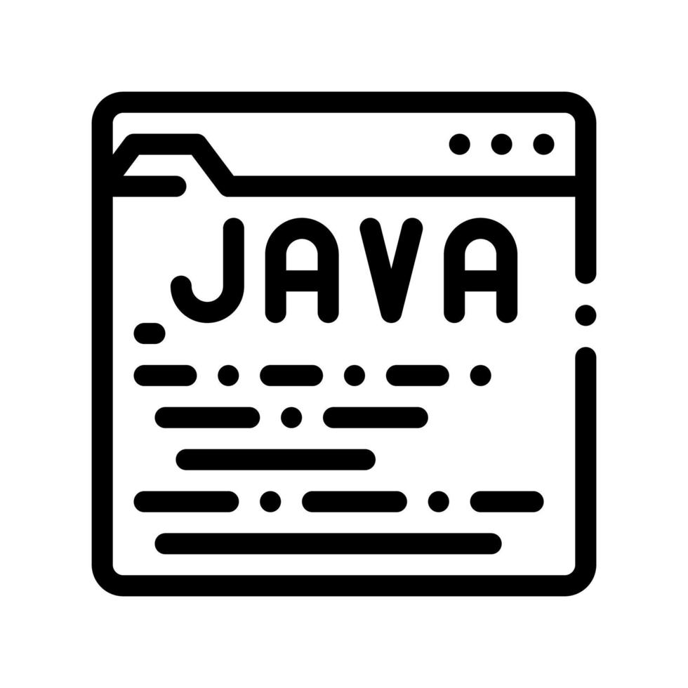 lenguaje de codificación java sistema vector icono de línea delgada