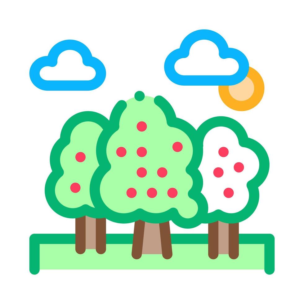 árboles bosque icono vector contorno ilustración