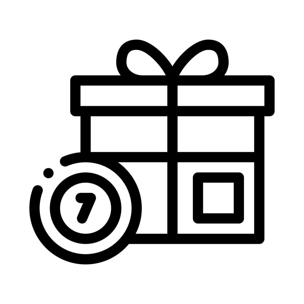 caja de regalo con ilustración de contorno de vector de icono de fichas