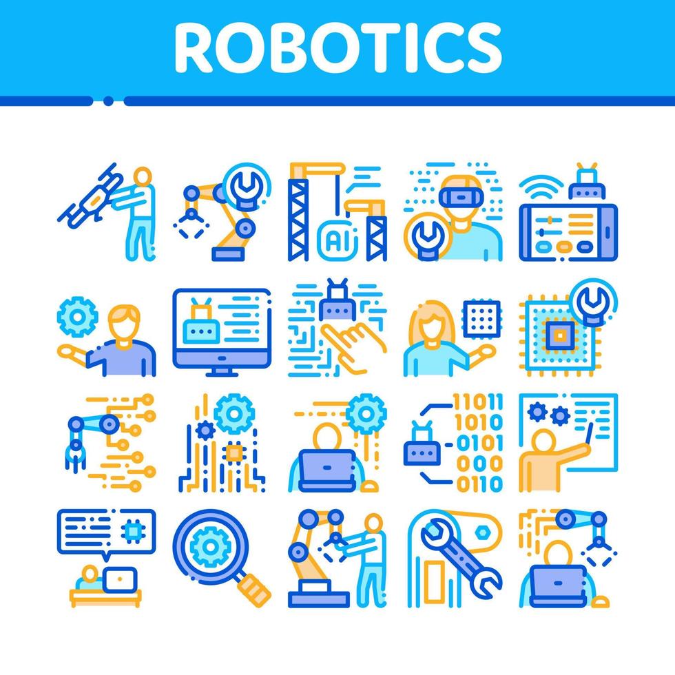 Robotics Master Collection Icons Set Vector