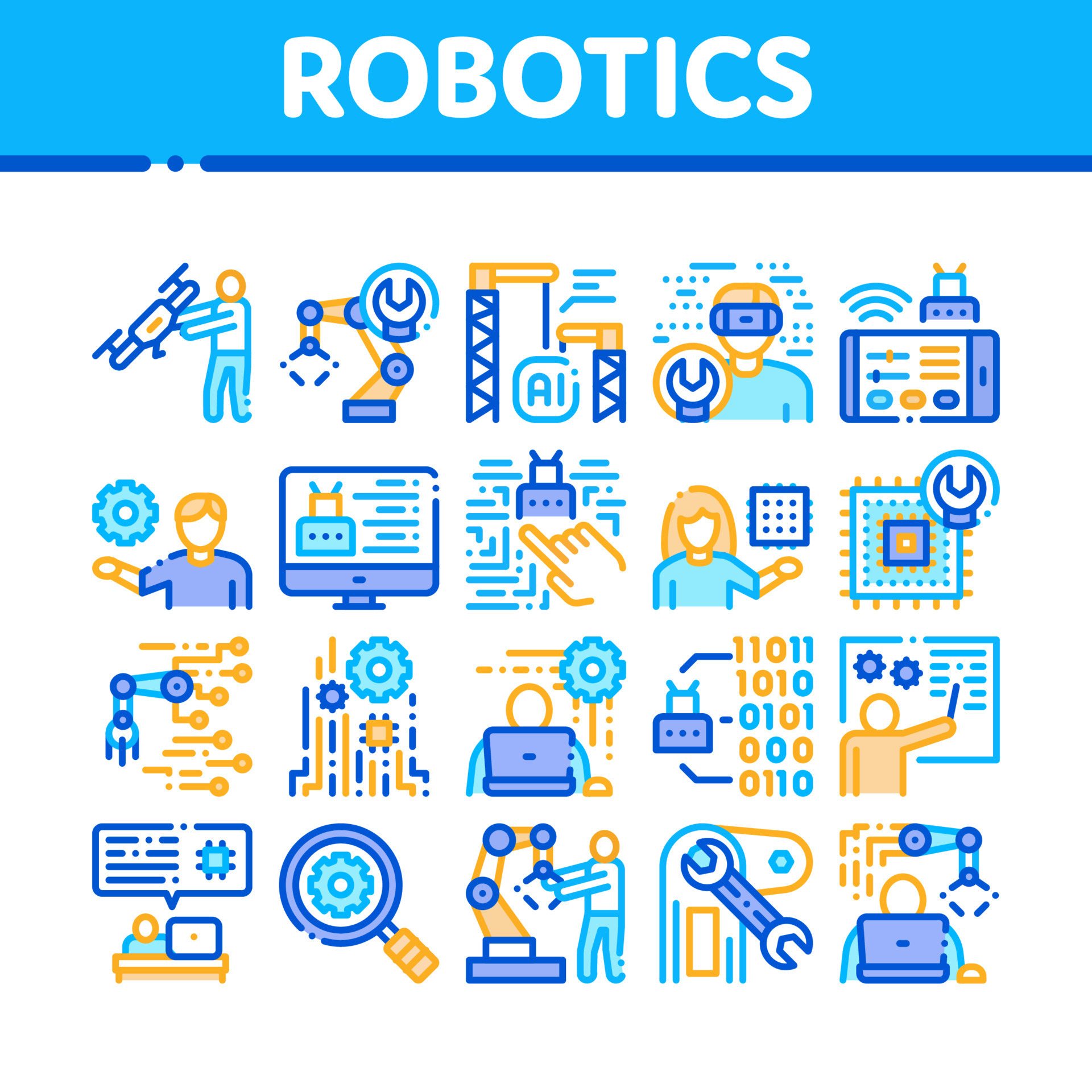 Robotics Master Collection Icons Set Vector 17605417 Vector Art at Vecteezy