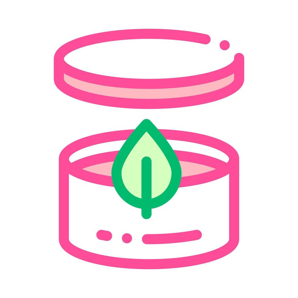 Cream Container And Leaf Vector Thin Line Icon