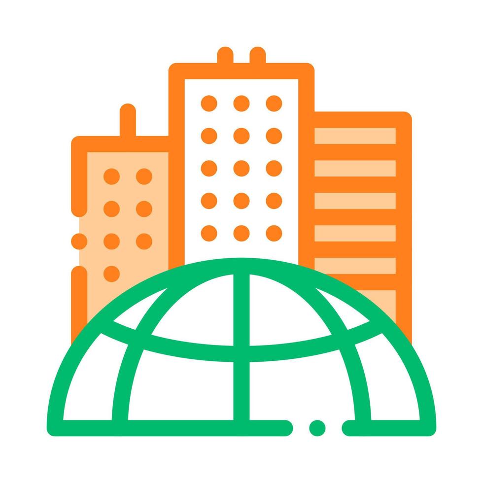 Skyscraper Earth Problem Vector Thin Line Icon