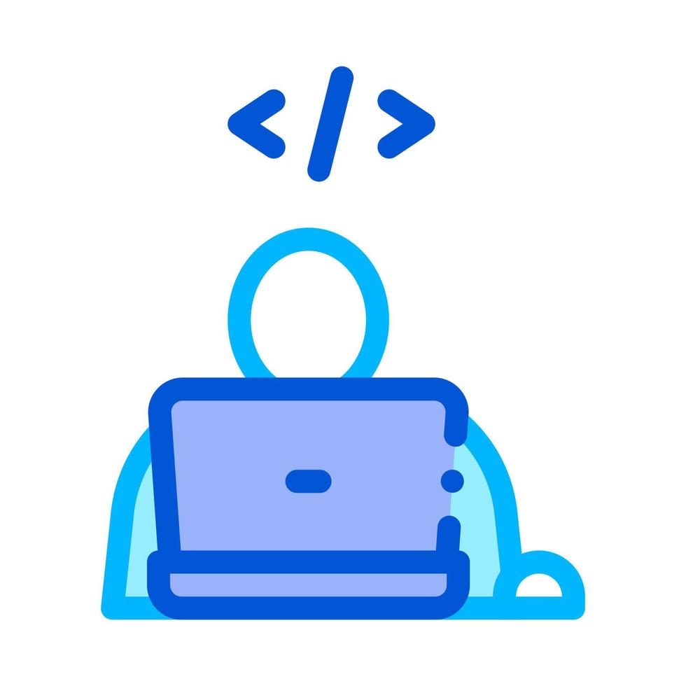 Programmer Coding Laptop Vector Thin Line Icon