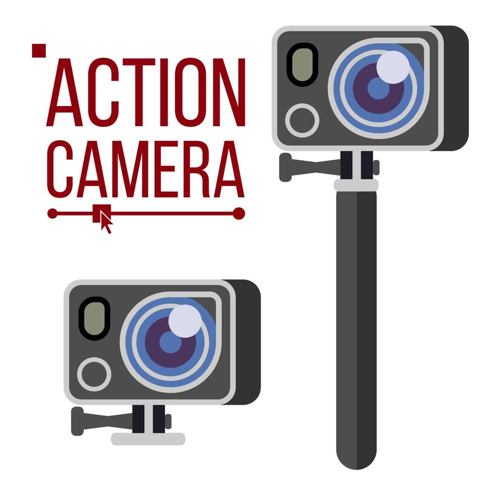 Action Camera Vector. Active Extreme Sport Video. Equipment For Filming. Shooting Process. Isolated Illustration vector