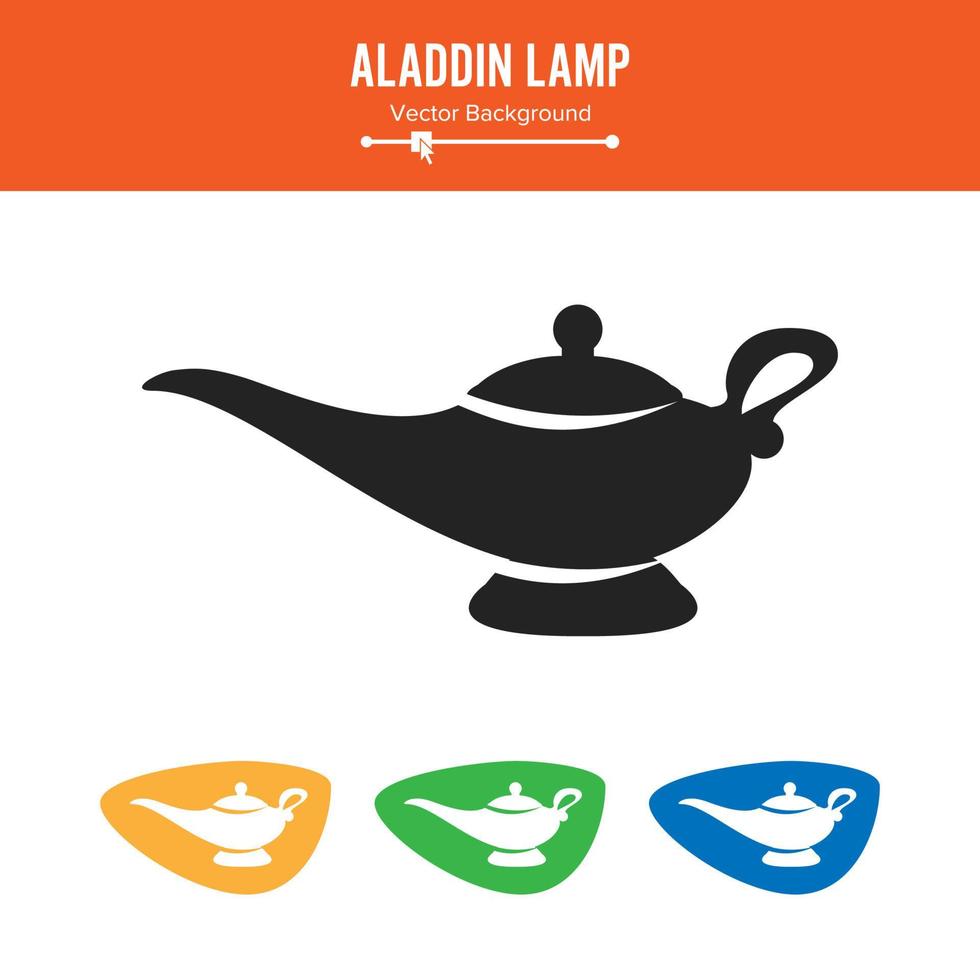 Aladdin Lamp Vector. Simple Black Silhouette Symbol Isolated On White Background. vector