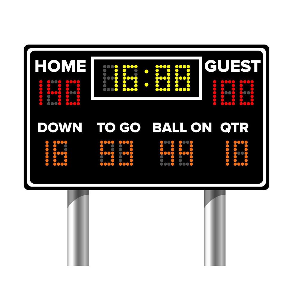 American Football Scoreboard. Sport Game Score. Digital LED Dots