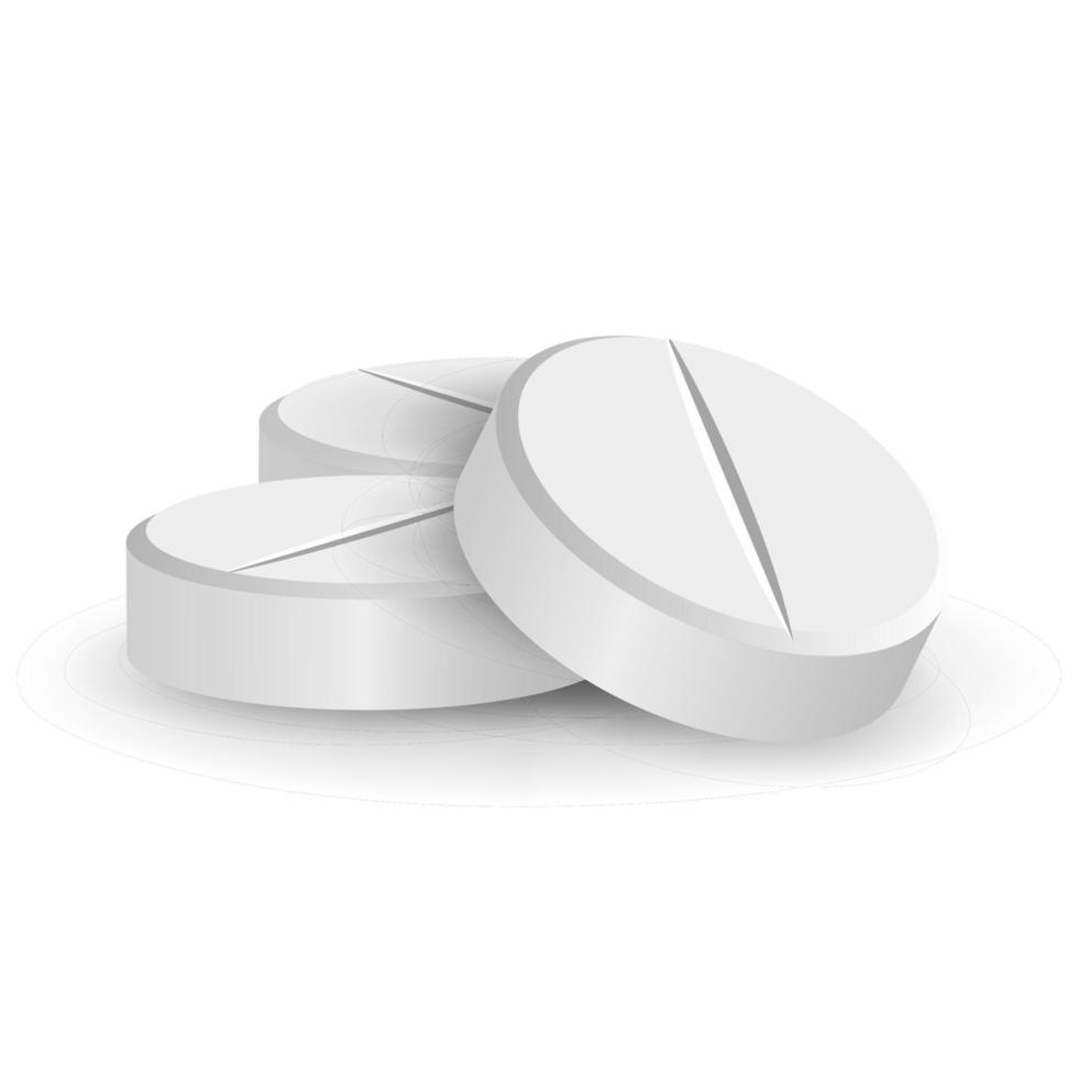 Ilustración de vector de píldoras médicas 3d blanco