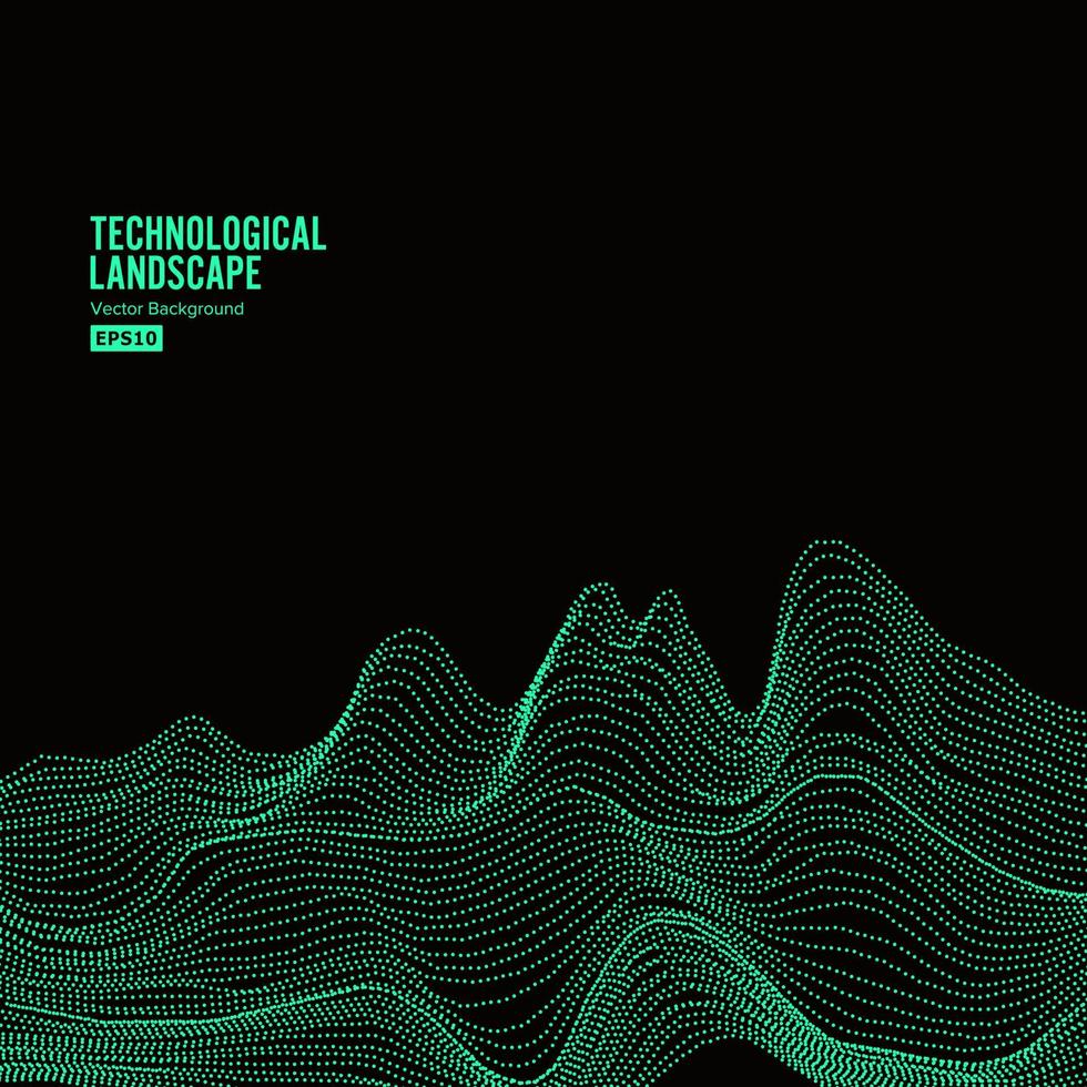 Abstract Landscape Background. Array With Dynamic Particles. Vector Illustration