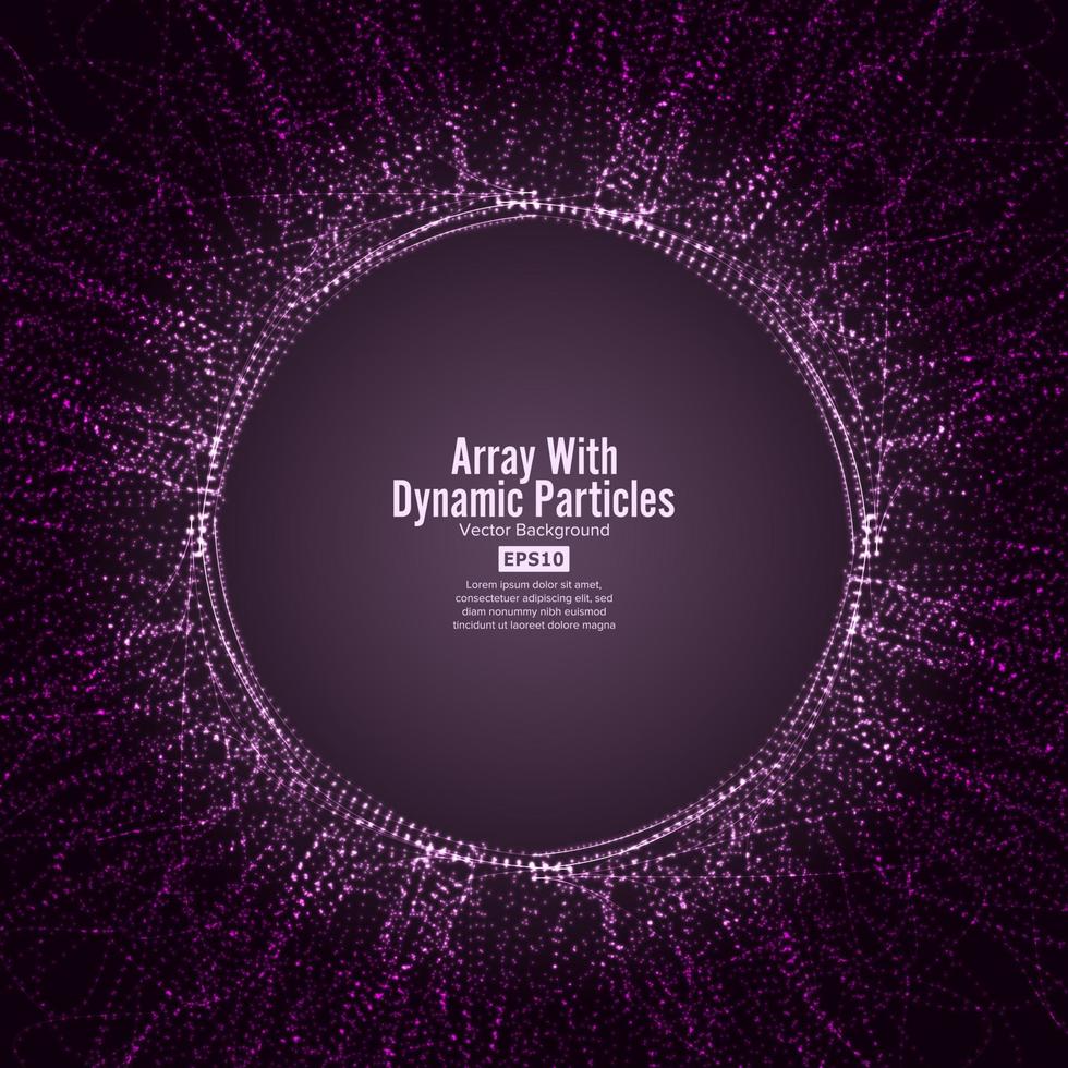 Array Vector With Dynamic Particles. Round Dots And Lines. Graphic Abstract Background Lighting Effect