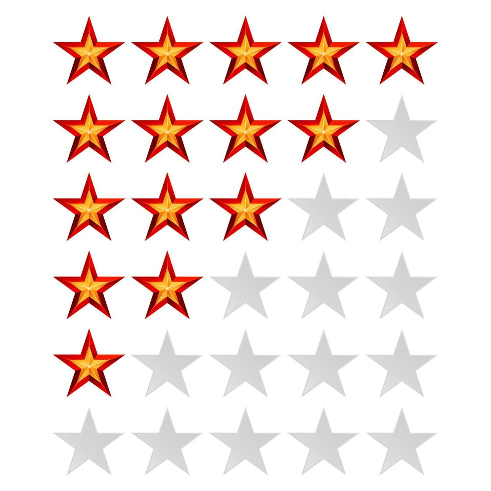 Achievement Vector Stars. For Game And Review Rating. Like Symbol, Succes Sign, Classify Concept, Realistic Element. Isolated On White Background.