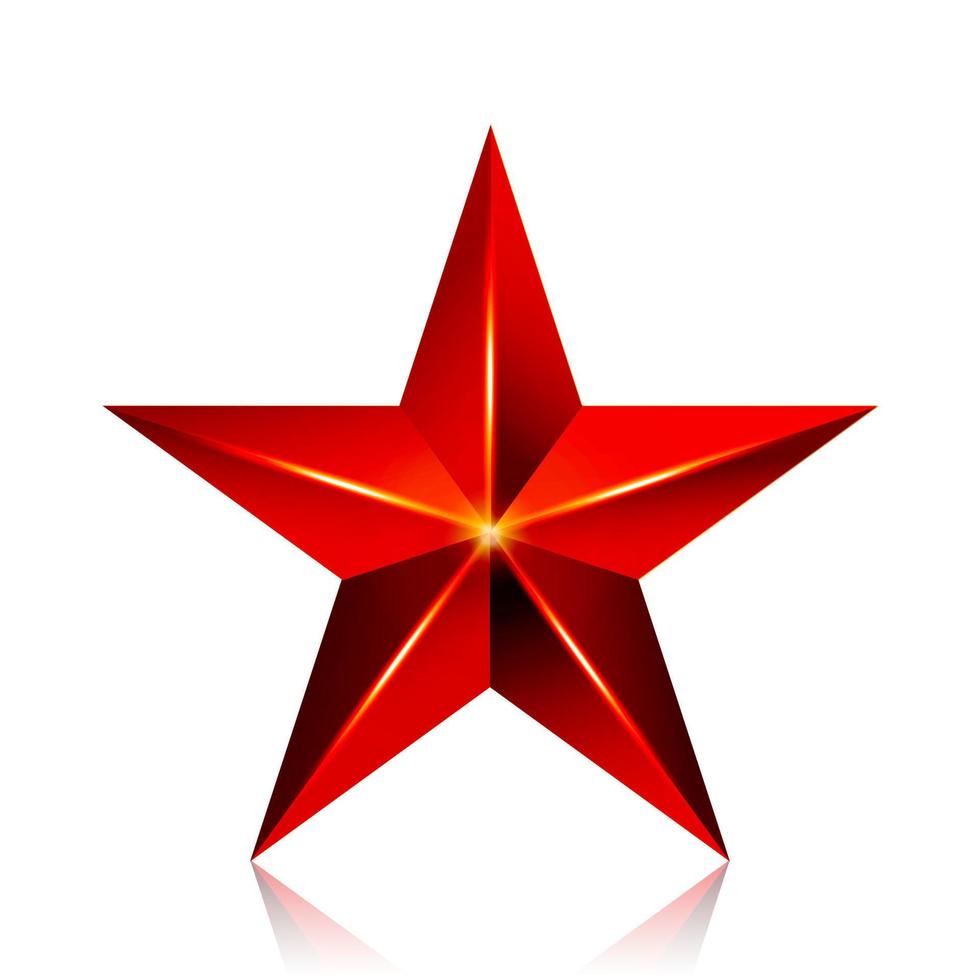 Achievement Vector Star. Red Sign. Decoration Symbol. 3d Shine Icon Isolated On White Background.