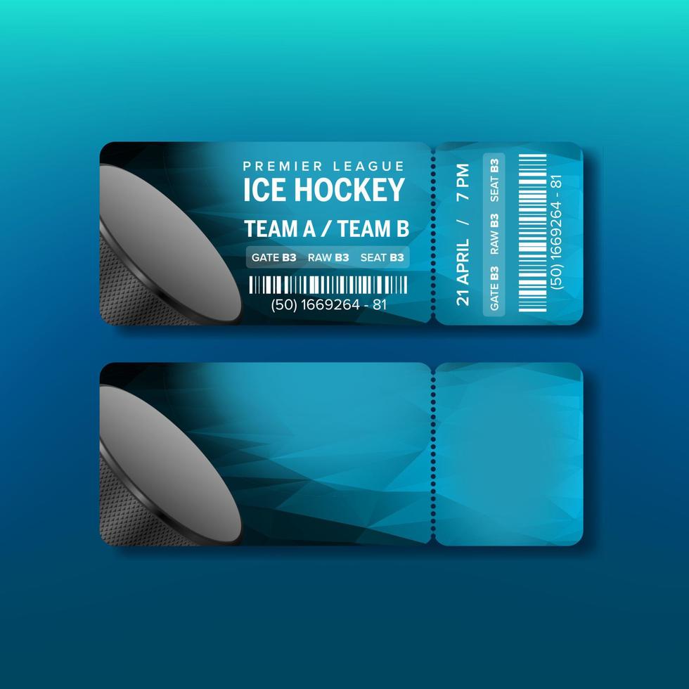 Ticket For Premier League Of Ice Hockey Vector